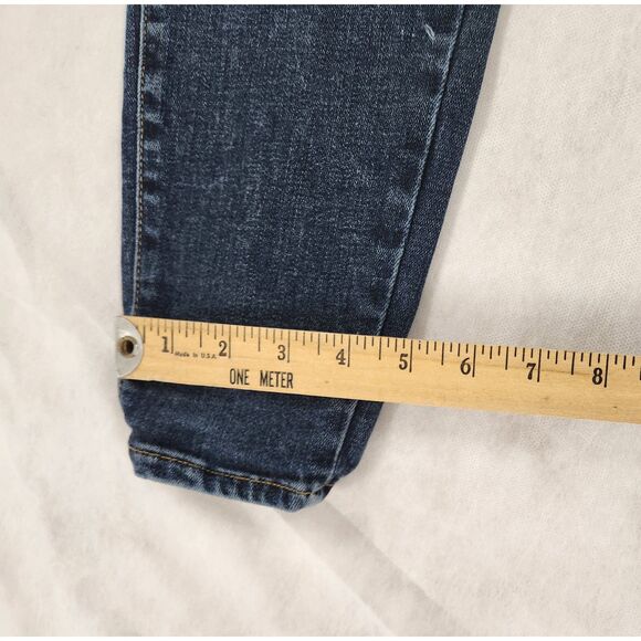 Good American Good Legs Lace-Up Jeans 6/28 Medium Wash Distressed Flaws - Picture 9 of 10